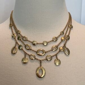 Vintage Monet Gold Tone Triple Strand Bib Necklace